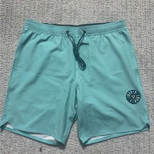 VISSLA Aqua Striped Ecoladtics Swim Trunks / Board Shorts Size Medium